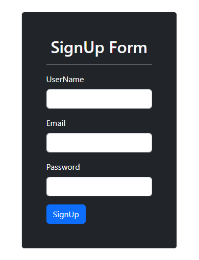 JavaScript Login Form with Signup and Logout - Signup